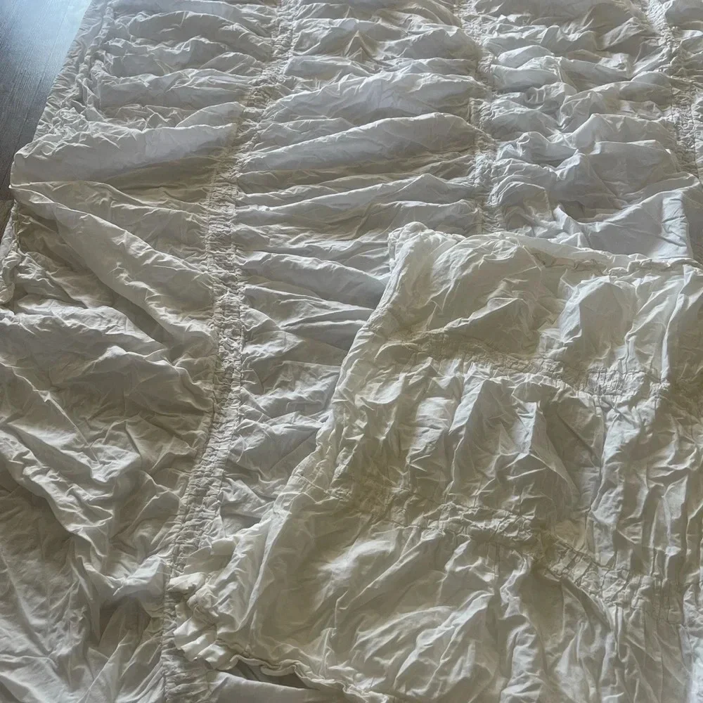 Simply Shabby Chic TWIN Solid White Ruched Smocked Duvet Cover Rachel Ashwell
